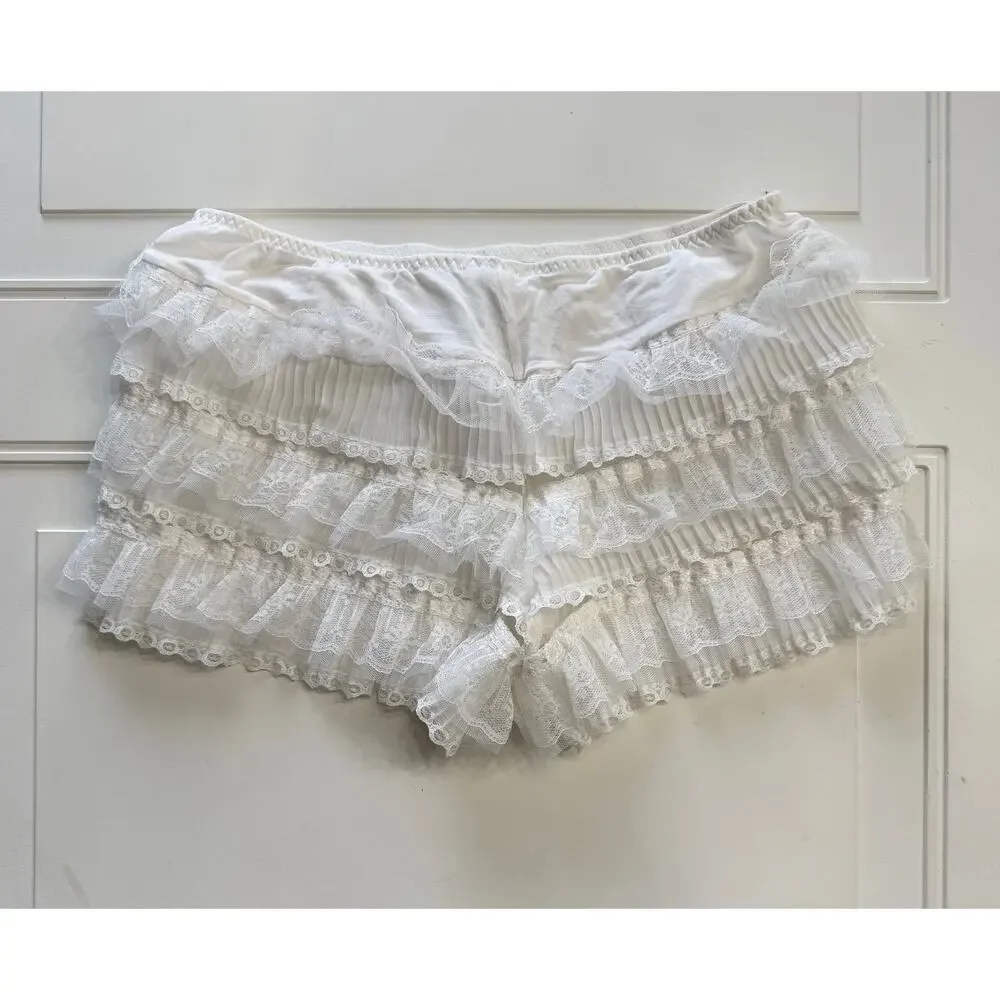 Pretty Little Thing Womens Sz M White Lace Underskirt Shorts Underpants